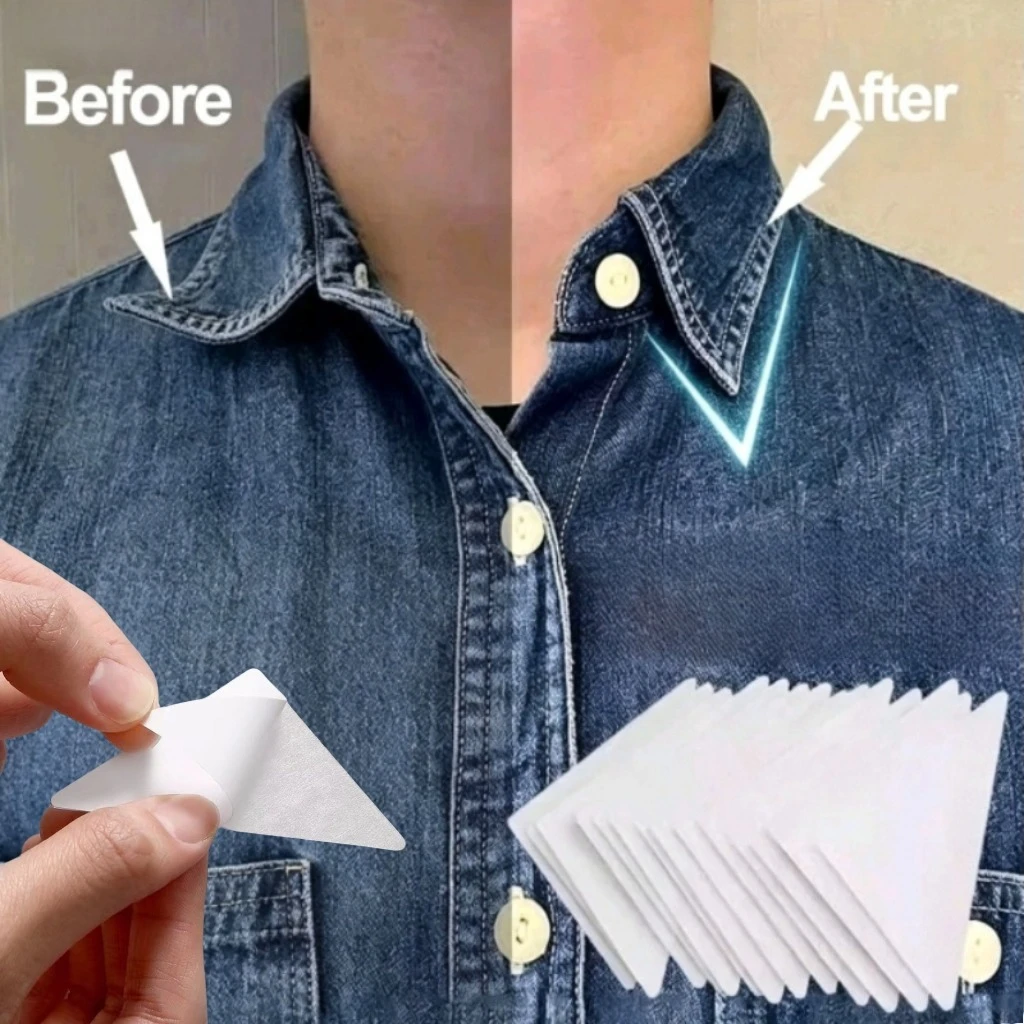 50pcs Shirt Polo Shirt Collar Paste Collar Shape Paste Triangle Collar Brace Without Curling Fixed Paste Collar Shape Paste