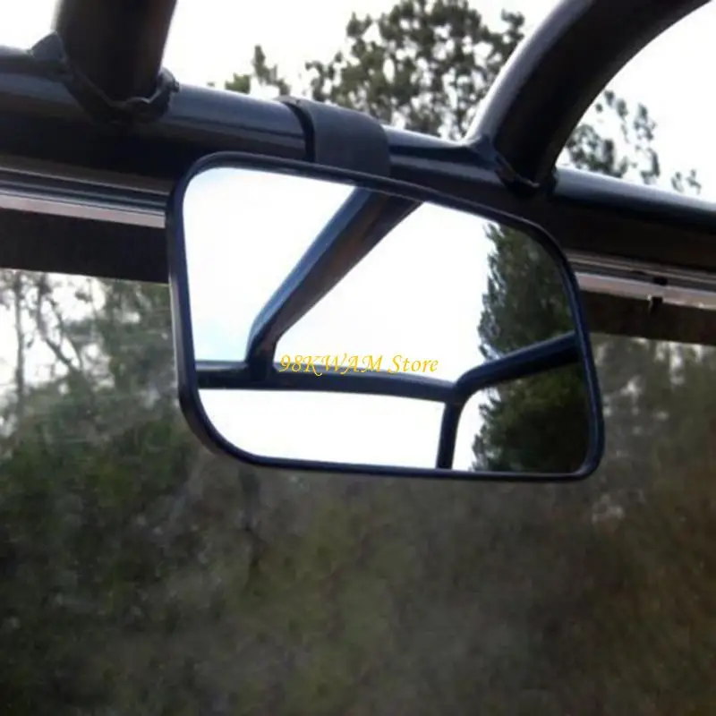 Adjustable Roll Bar Mirror for UTV Trail Driving, with Wide Glass Face, Plastic Housing, and Clamp-On Installation without 68UF