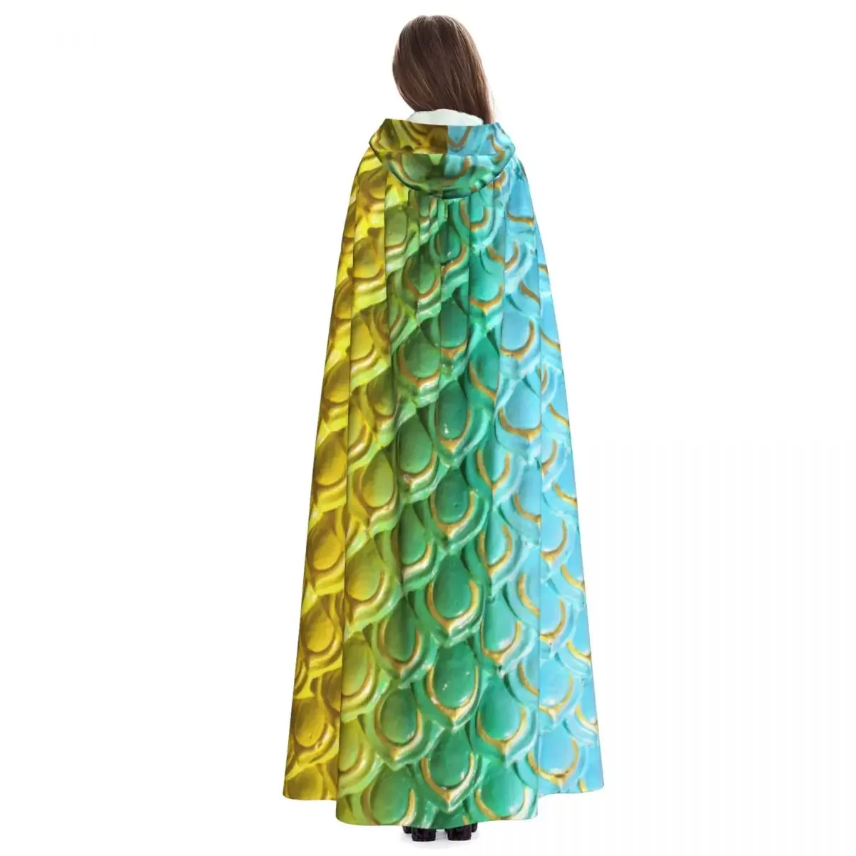 Dragon Scales Adult  Cape Hooded Medieval Costume Witch Wicca Vampire Elf Purim Carnival Party image 4
