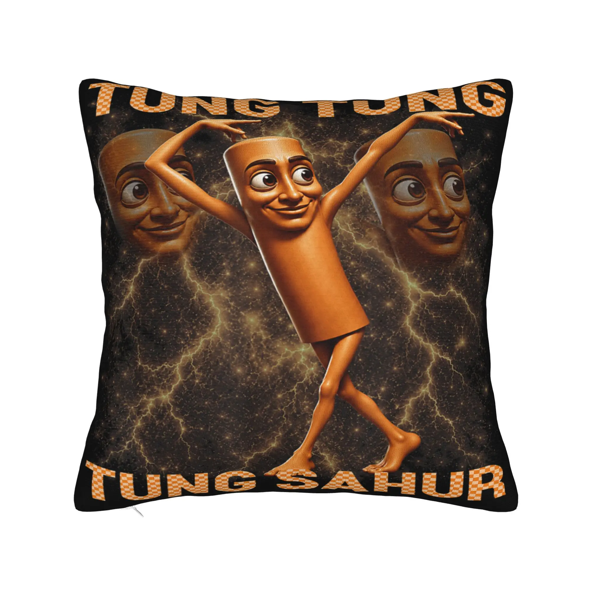 Tung Tung Sahur is Calling Funny Viral Dance Meme Pillowcases Novelty Pillow Case For Living Room Bed Chair Print Pillow Cover