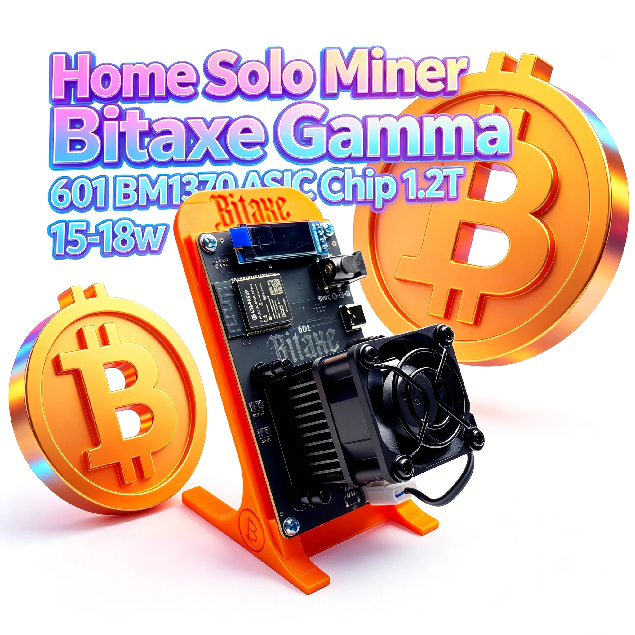 

Lion Home Solo Miner Bitaxe Gamma 601 BM1370 ASIC Chip 1.2T 15-18w Power Consumption Asic Miner Built-in 2.4GHz Wi-Fi