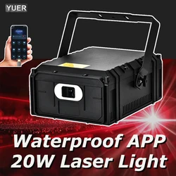 NEW! YUER Waterproof 20W RGB Laser Light ILDA DMX Animation Beam Scanner Stage 3D Laser Outdoor Projector Dj Disco Party Park