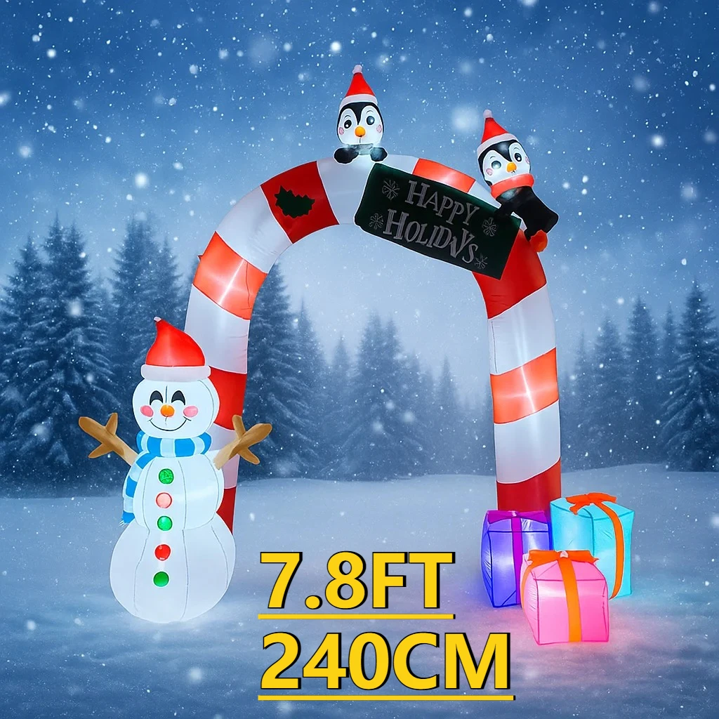 7,8 Fuß LED aufblasbare Hof Torbogen Dekorationen Schneemann Pinguin Zeichen Weihnachten Home Decor Ornamente liefert Weihnachten Urlaub Spielzeug Geschenk