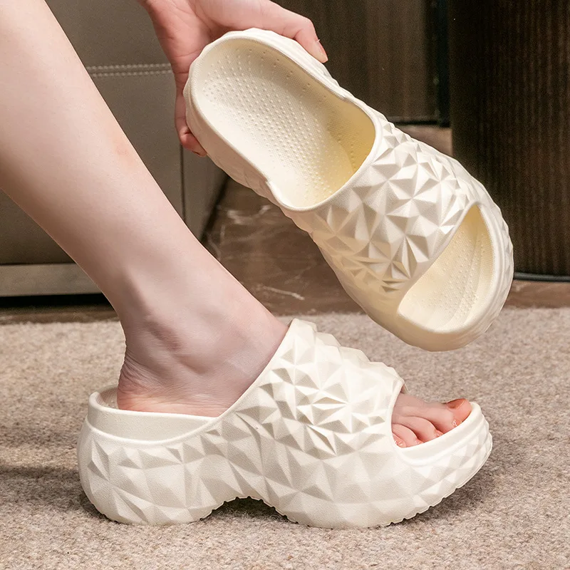 7CM Women Summer High Heeled Slippers Ladies Indoor Non-slips Wedges Sandals Couples Thick Sole Outdoor Beach EVA Flip Flops - view 2