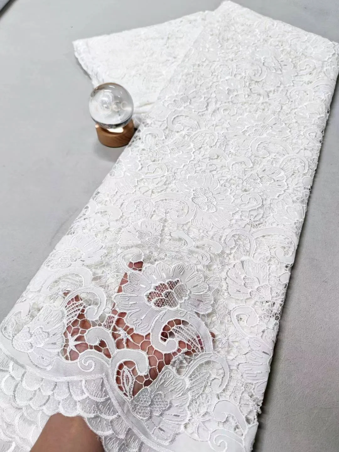 

2025 Africa Nigerian High Quality Sequins for Wedding Dress Chiffon Tulle Lace Fabric Party Guipure Sewing cotton 5Yard XL101