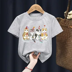 Compleanno gattino gatto carino stampa t-shirt bambino bambini bambino nero Harajuku Kawaii vestiti ragazzo ragazza top regalo regalo, Drop Ship