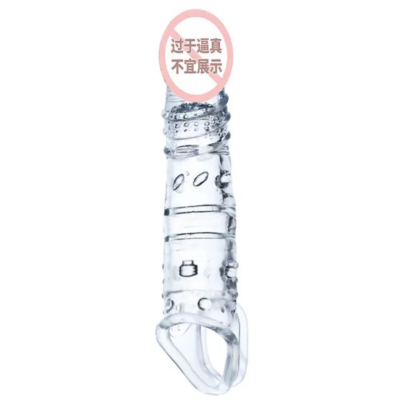 Elastic Penis Extension Sleeve Reusable Soft Delayed Ejaculation Condoms Penis Extender Dick Sleeve Adult Sex Toys For Men