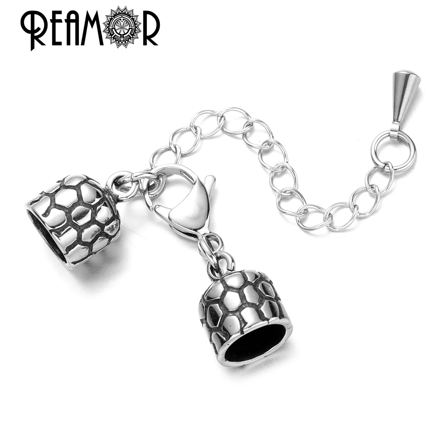 REAMOR 4/5/6/8mm 316l Stainless Steel Clasps Hook Leather Cords End Caps For Jewelry Making Bracelet Necklace DIY Findings
