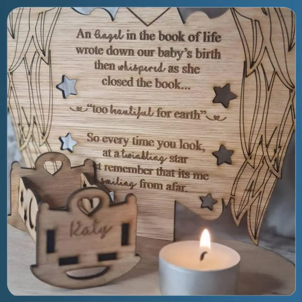 AB02 Christmas Remembrance Candle Ornament To Remember Loved Ones, Personalised Wooden Candle Holder Merry Xmas Memory
