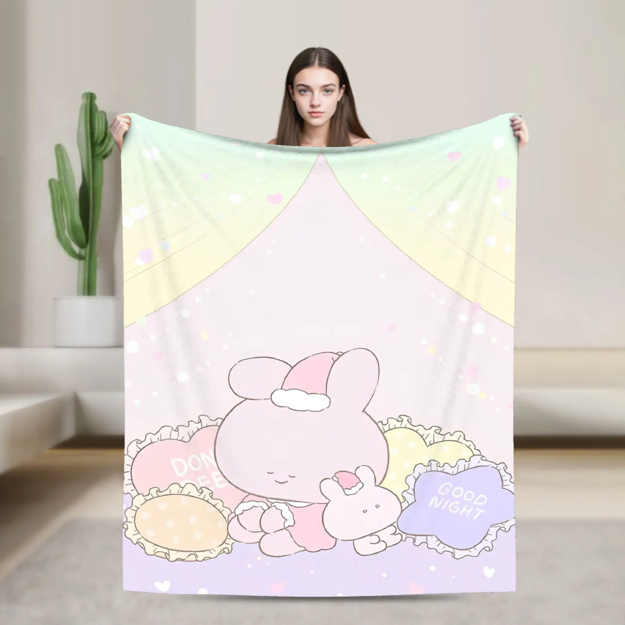 Asamimichaan Asleep Cartoon Blanket Cute Asamimi Wool Funny Warm Throw Blankets for Bedspread Spring/Autumn,