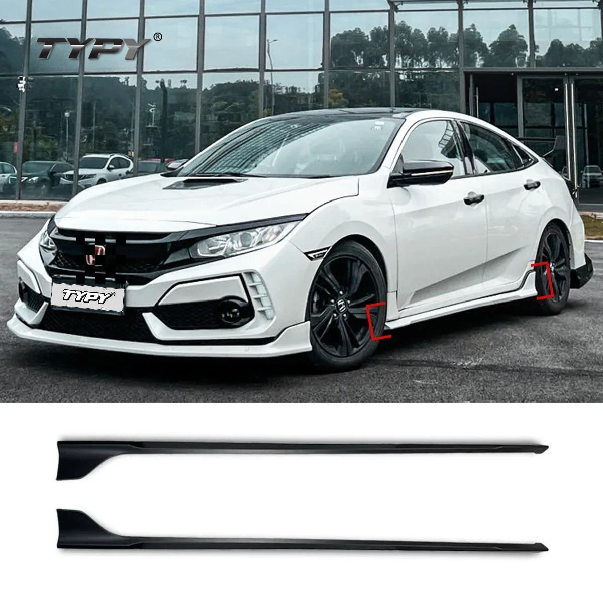 

Car Body Kit Side Skirts Extension Rocker Panels Lip Splitters Type R Sedan MUGEN Style Kits For Honda Civic 10th Hatchback