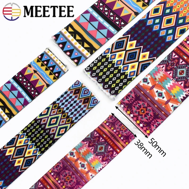 2/3/4/5Meters 38/50mm Ethnic Jacquard Nylon Webbing Double-sided Printed Luggage Strap Clothes Binding Tape Sewing Accessories