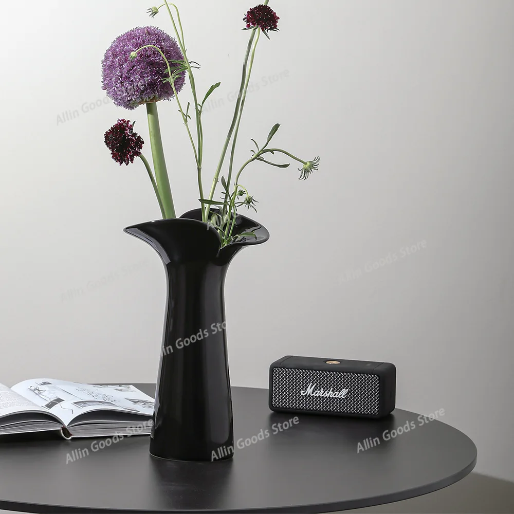 simple ceramic decorative vase high sense light luxury high value hydroponic flower vase