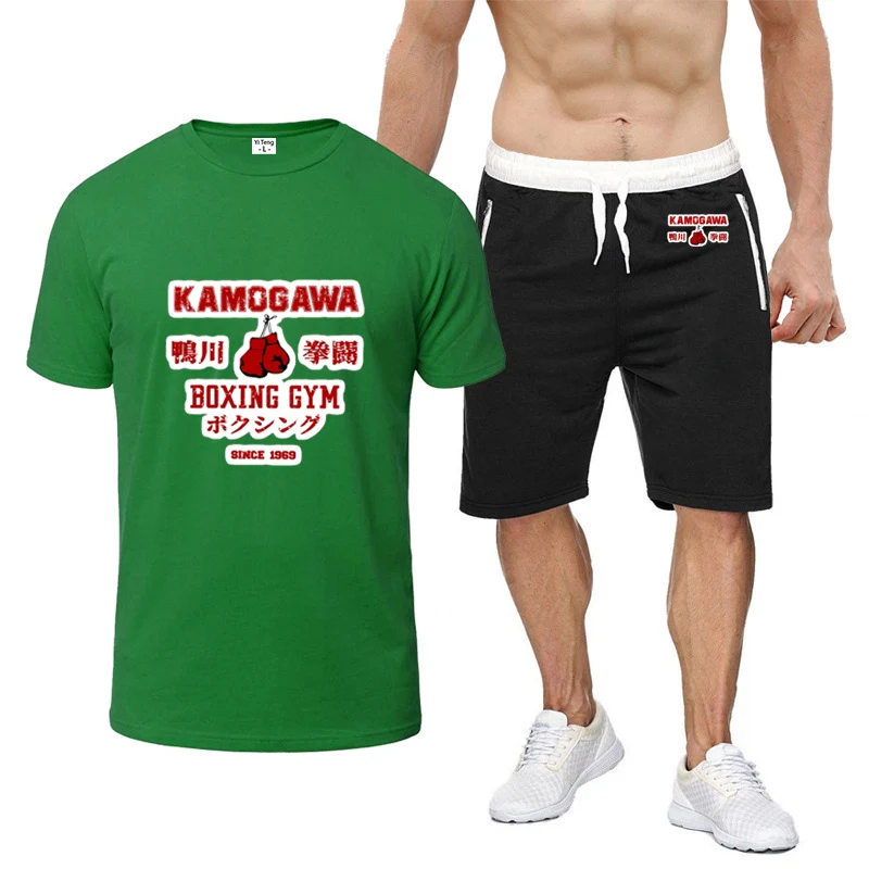 

Hajime No Ippo Kamogawa Boxing Gym 2025 Summer Mens New Nine-color Short-sleeved Set Fashion Casual Sports Two-piece Suit