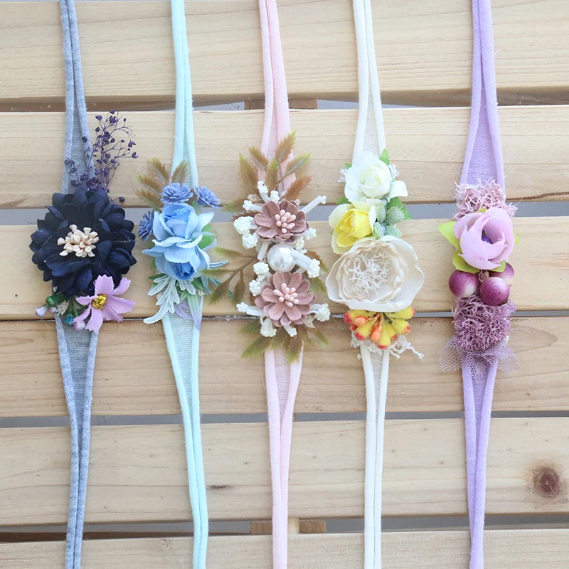 Newborn Floral Headband Baby Girl Floral Tieback For Photo Prop Newborn Flower Headband Photography Prop