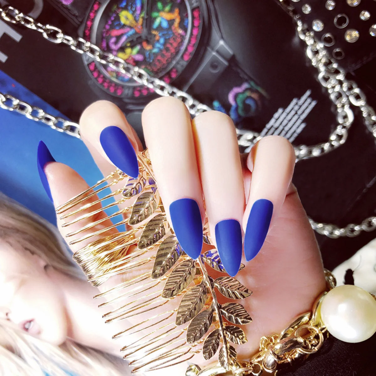 

24pcs False Nails Fake Tips Decals Women Decor Stickers Nail Art Supplies Long Lasting Durable Designs For Parties Holidays