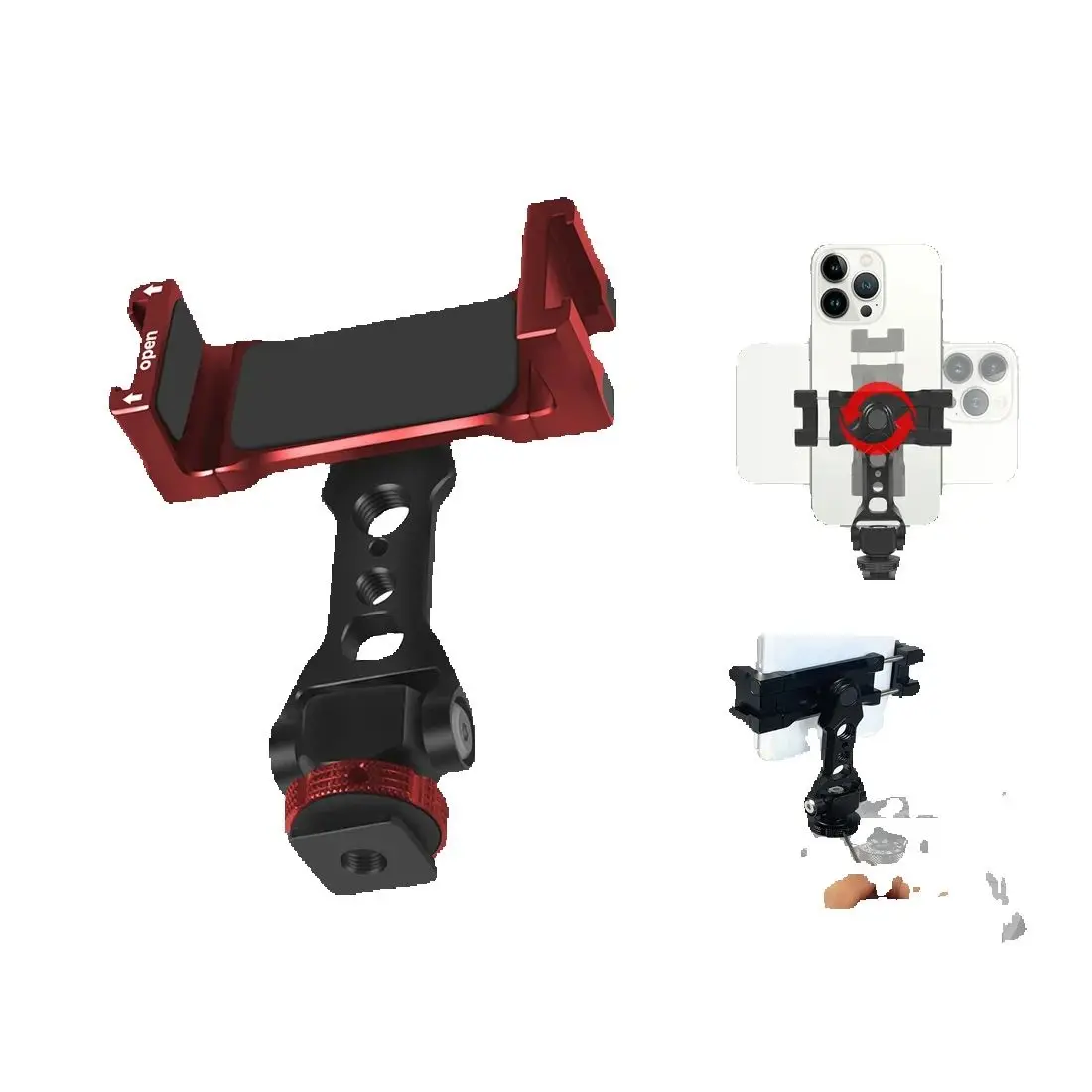 الحذاء البارد حامل هاتف معدني ، 360 درجة تدوير ترايبود قوس ، DSLR المشبك ، Arca ترايبود قوس ، يصلح آيفون ، أندرويد الهاتف الذكي ، 1/4 ، 3/8 أري