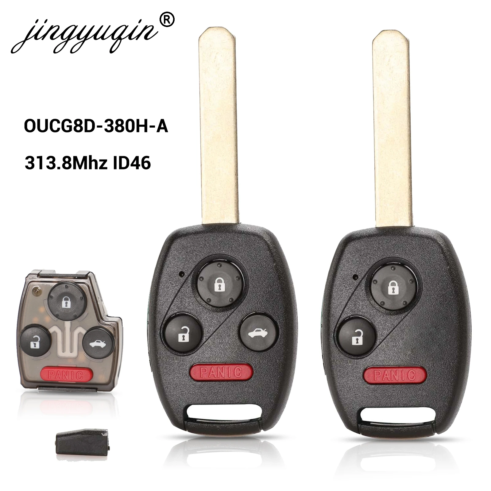 jingyuqin OUCG8D-380H-A 313.8MHz ID46-7941 Car Remote Key for Honda Odyssey 2005-2010 Accord 2003-2007 3/4 Buttons Fob Control