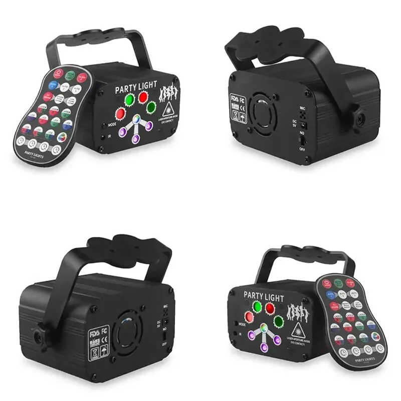 Mini RGB Laser Projector Stage Light DJ Disco LED Lamp USB Rechargeable UV Sound Strobe Stage Effect Wedding Xmas Holiday Party