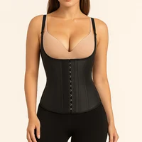 Entrenador de cintura de látex para mujer, corsé moldeador de cuerpo con 25 huesos de acero, faja adelgazante, ganchos y correas ajustables, chaleco con Control de barriga