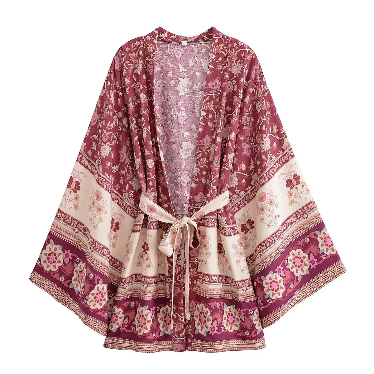 

UNIZERA Women's Coat Fashion Printed Positioning Belt Kimono Loose Beach Style Summer New Coat