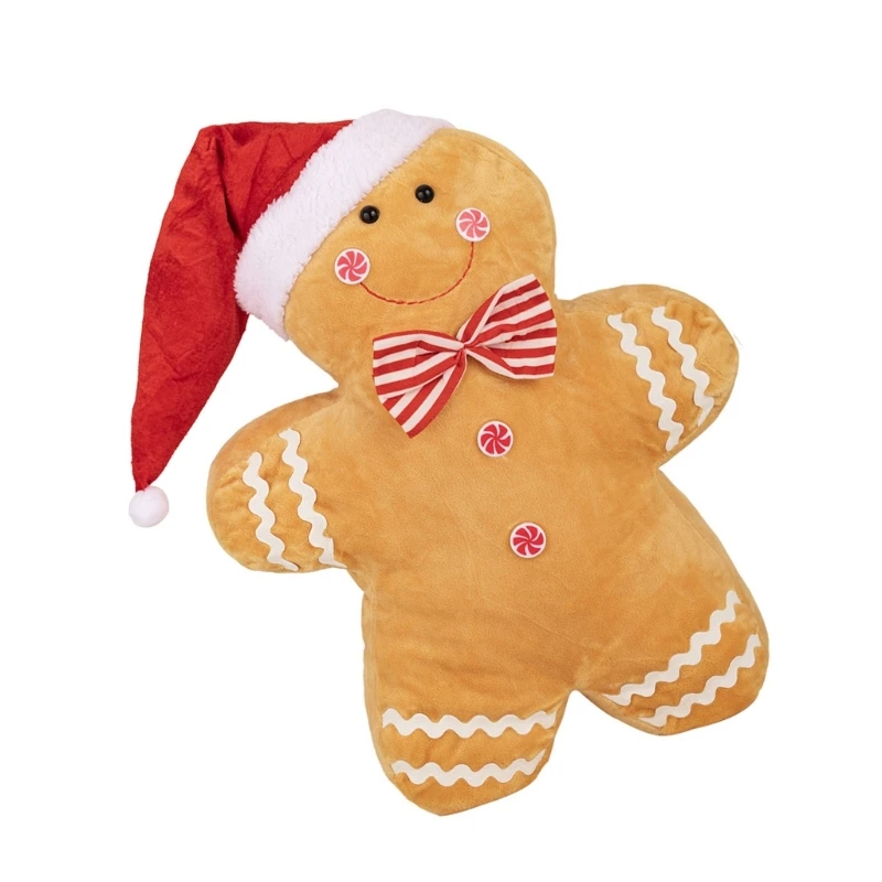 Novelty Gingerbreadman Plush Stuffed Pillow for Christmas Office Home Decors