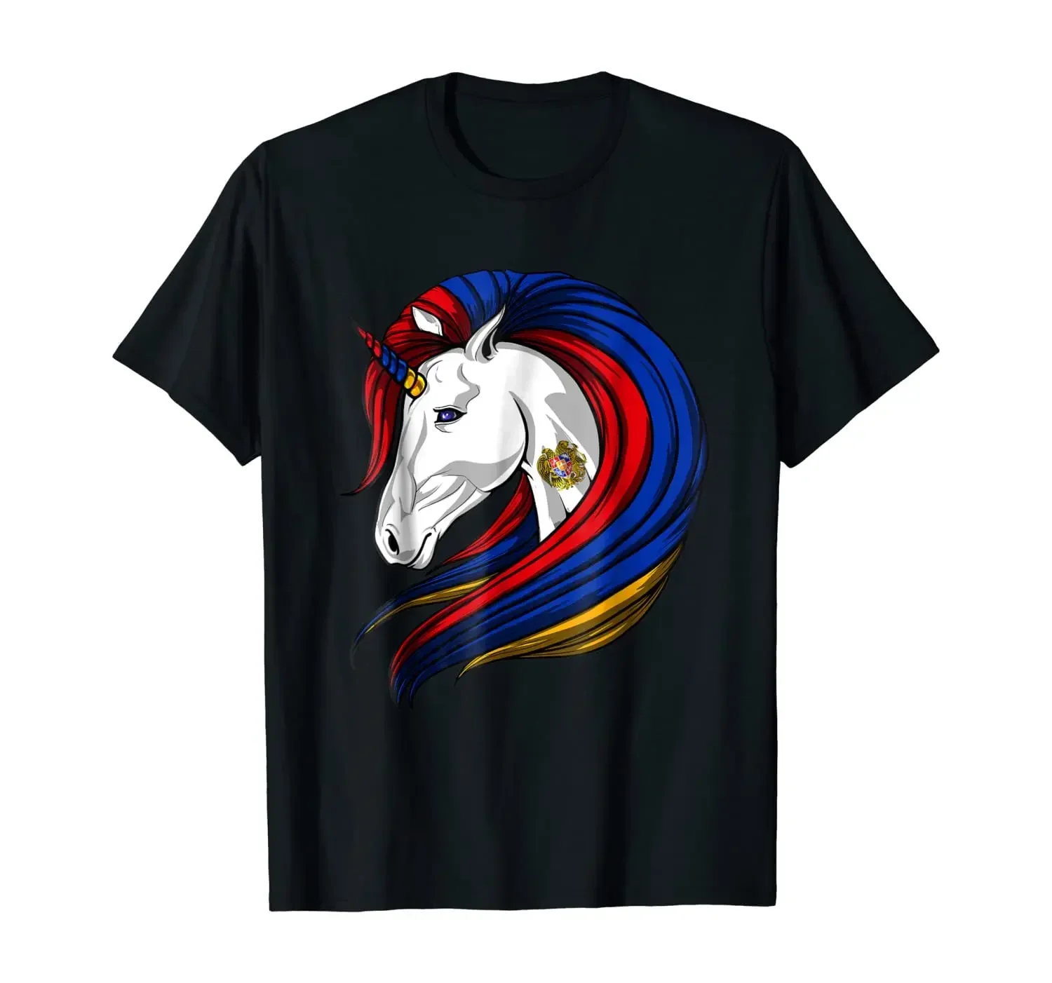 Summer Cotton Short Sleeve O-Neck Unisex T Shirt New S-5XL Fashion Design Armenian Flag Colour Unicorn Mens Gift -  graphic t