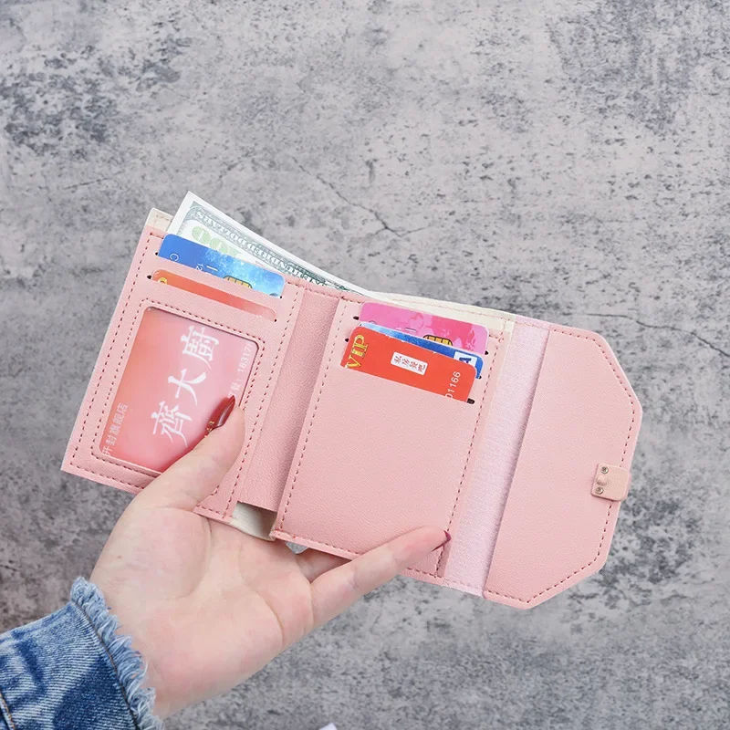 Small Fresh Ladies Short Wallet Color Matching Ladies Wallet Multi-card Student Bag PU Fashion Coin Purse