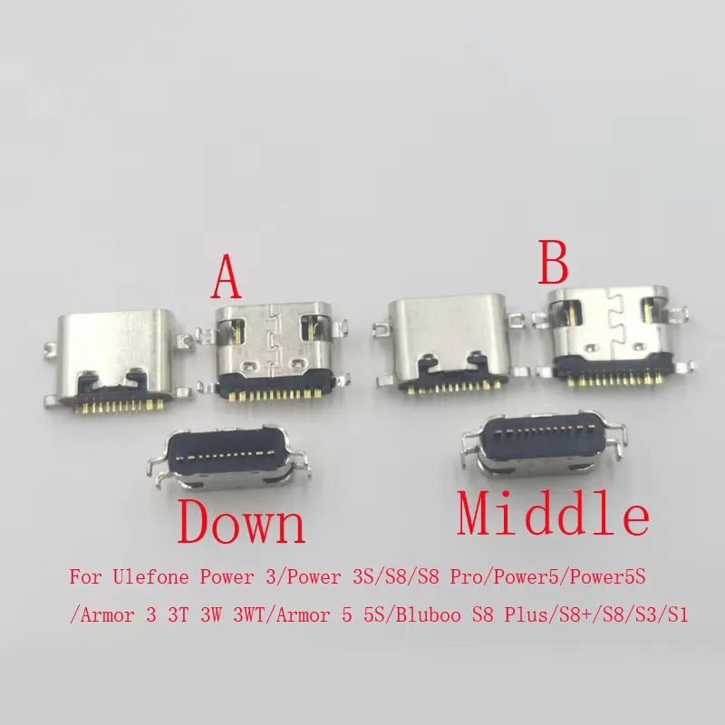 2-50Pcs Charging Charger Dock Type C USB Port Connector Plug For Ulefone Power 3 3S 5 5S Armor 3T 3W 3WT Bluboo S8 Plus S3 S1