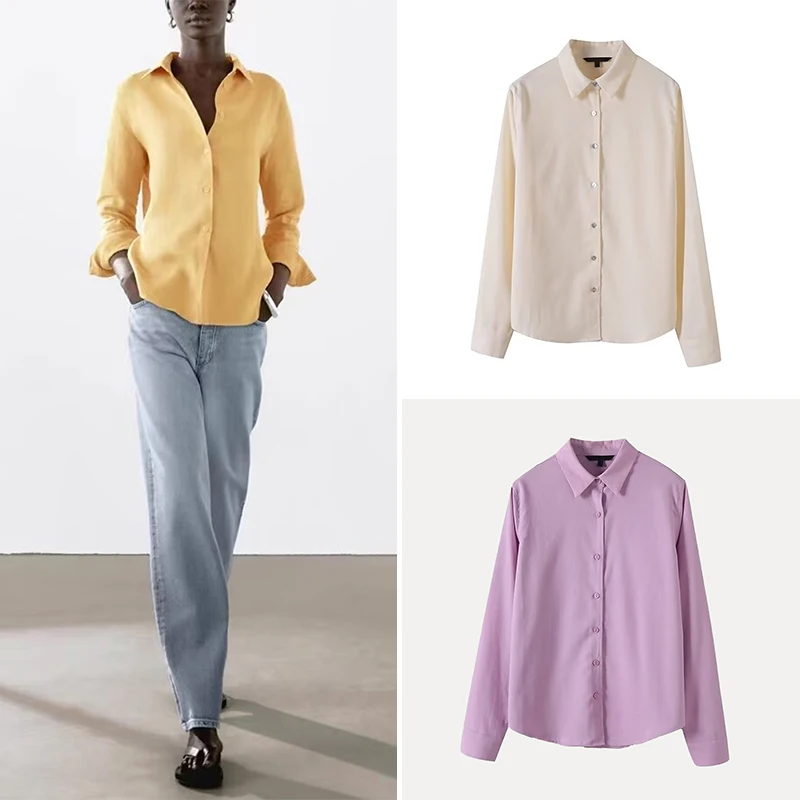 

Z Women's Commuter Cotton Linen Long Sve irt Collar Loose Fit Summer New Arrival Single Button Multiple kets