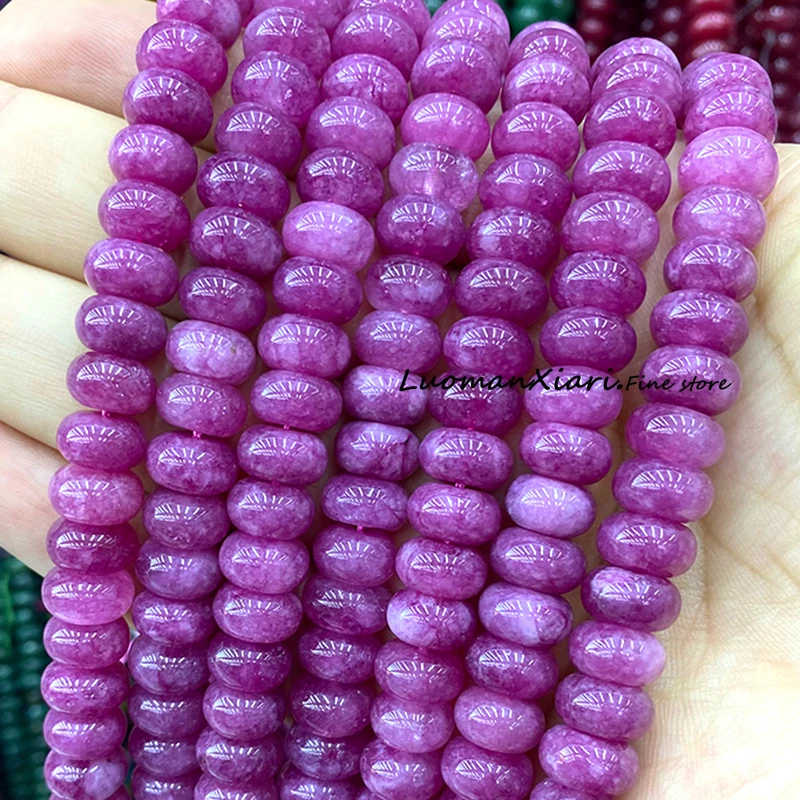 6x10MM Rondelle Natural Stone Red Tourmaline Color Chalcedony Loose Spacer Beads for Jewelry Making DIY Bracelet Accessories