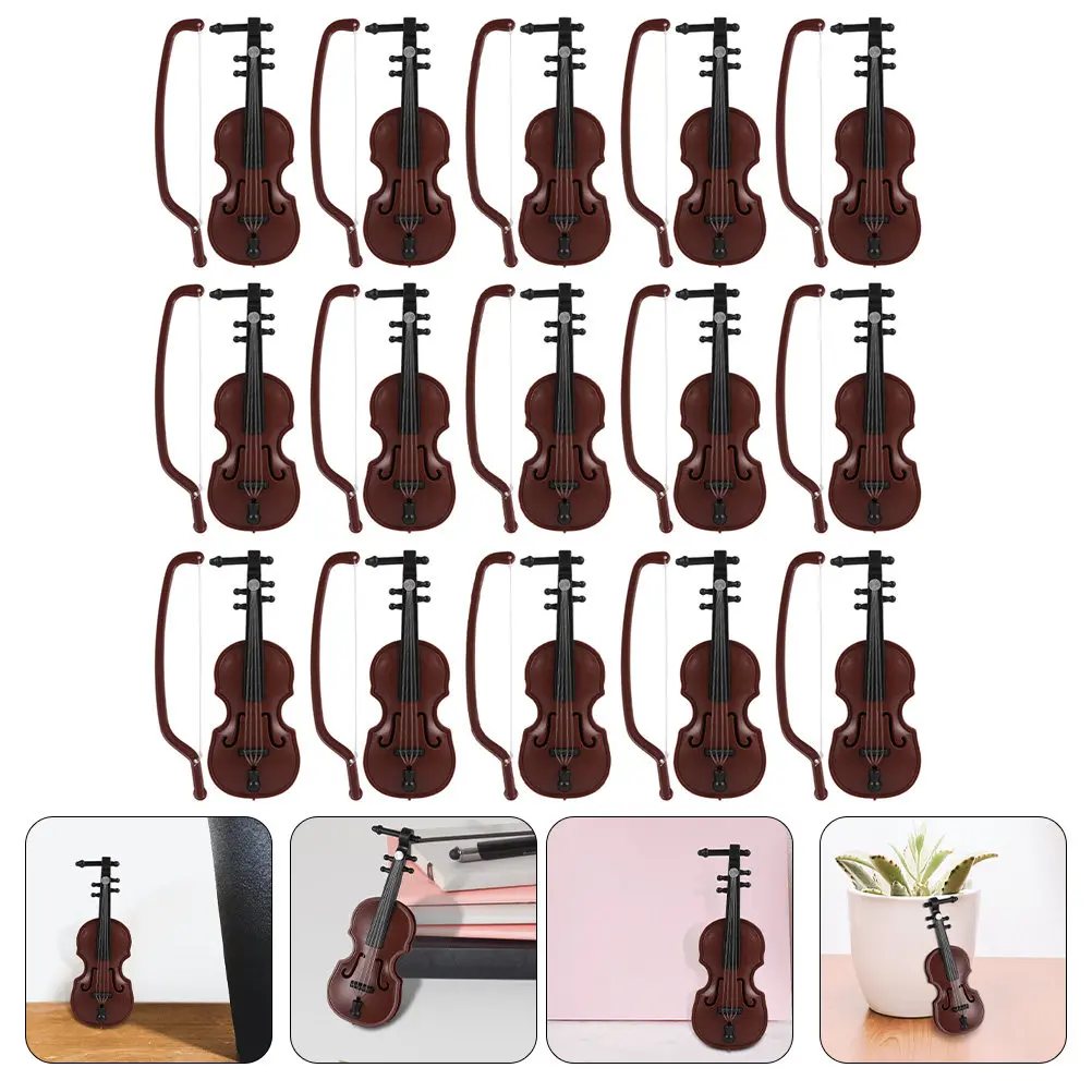 

15Sets Mini Violin Ornaments for Christmas Tree Decor Desktop Musical Instrument Decorations Xmas Violin Models Small World