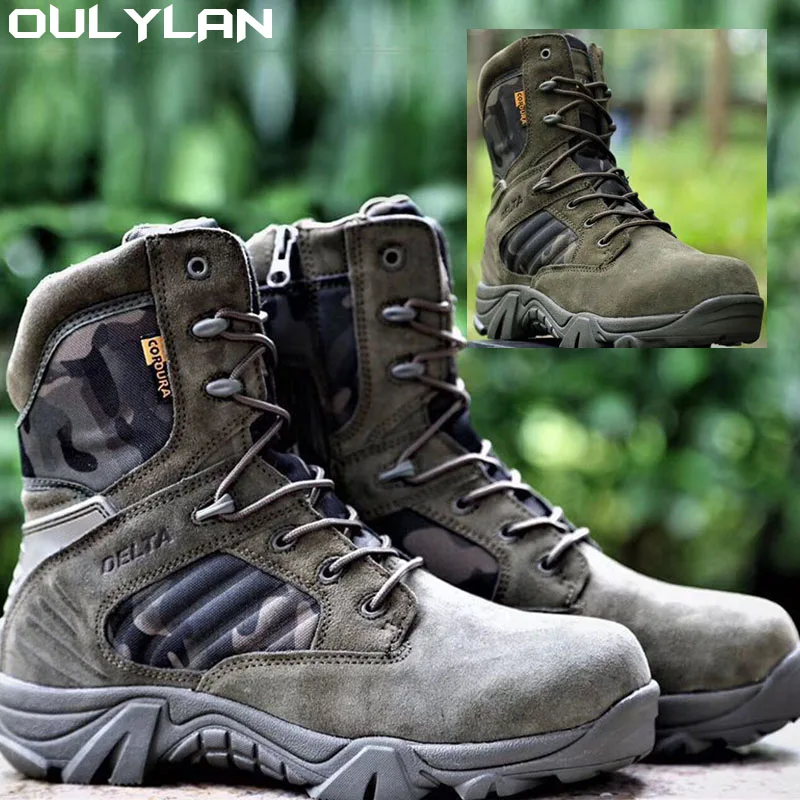 

Combat Outdoor Camping Combat Boots Leather Camouflage Desert Boots Army Training Shoes Outdoor Military Hiking Boots Climbing