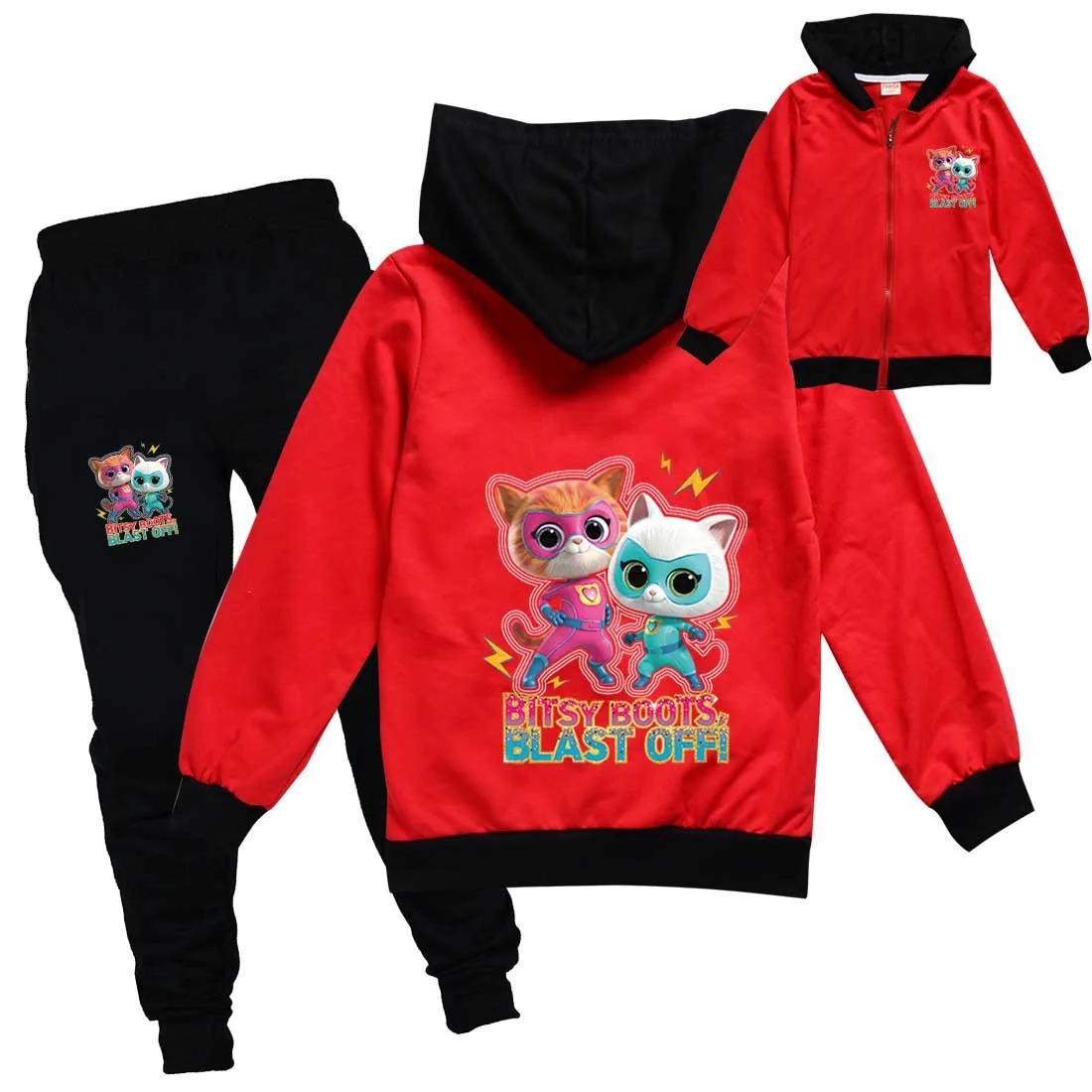 

Children Superkitties Costumes Clothes Baby Boys Clothing Sets Kids Hoody Zipper Jacket Pants 2pcs Set Toddler Girls Outfits