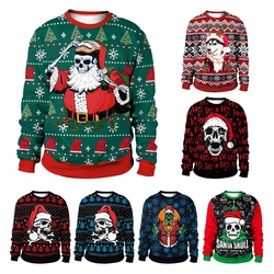 Sudadera con estampado navideño para hombre y mujer, jersey de cuello redondo de gran tamaño, ropa de Cosplay para fiesta de navidad