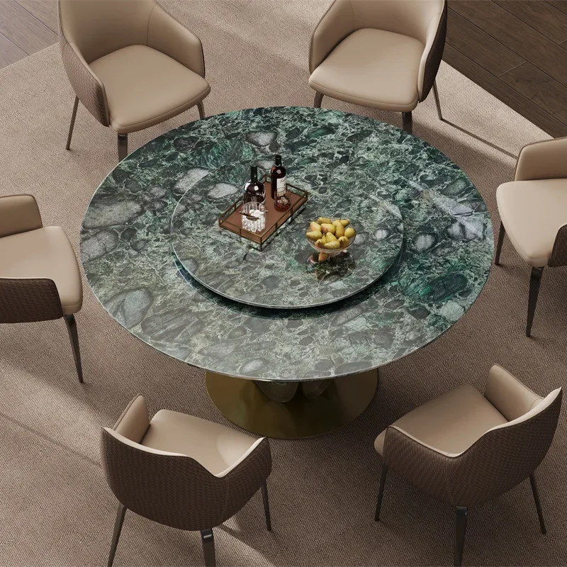 XX Emerald Luxury Stone Dining Table Light Luxury Natural Marble Round Table