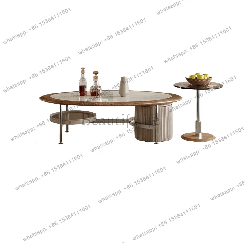 YJ Medieval style coffee table designer oval edge few combination light luxury high-end home use