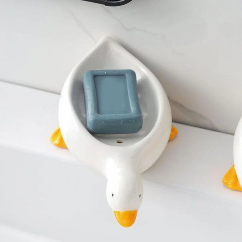 Lamgool Soap Tray Self-draining Soap Rack Cute Duck-shaped Creative Rack for Shower Bathroom Tub Sink Tray Bracket Bathroom