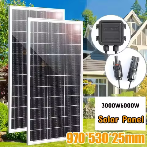 6000W 3000W Solar Panel Kit 12V/24V/48V Monocrystalline PV Module, High Efficiency, Off Grid for Home RV Boat Battery Charging.