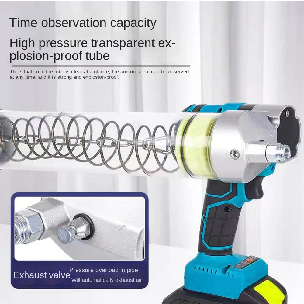 Pistola per grasso elettrica senza spazzole Pistola per grasso specifica per escavatore ad alta pressione completamente automatica wireless adatta per batteria Makita/Dewalt 18V