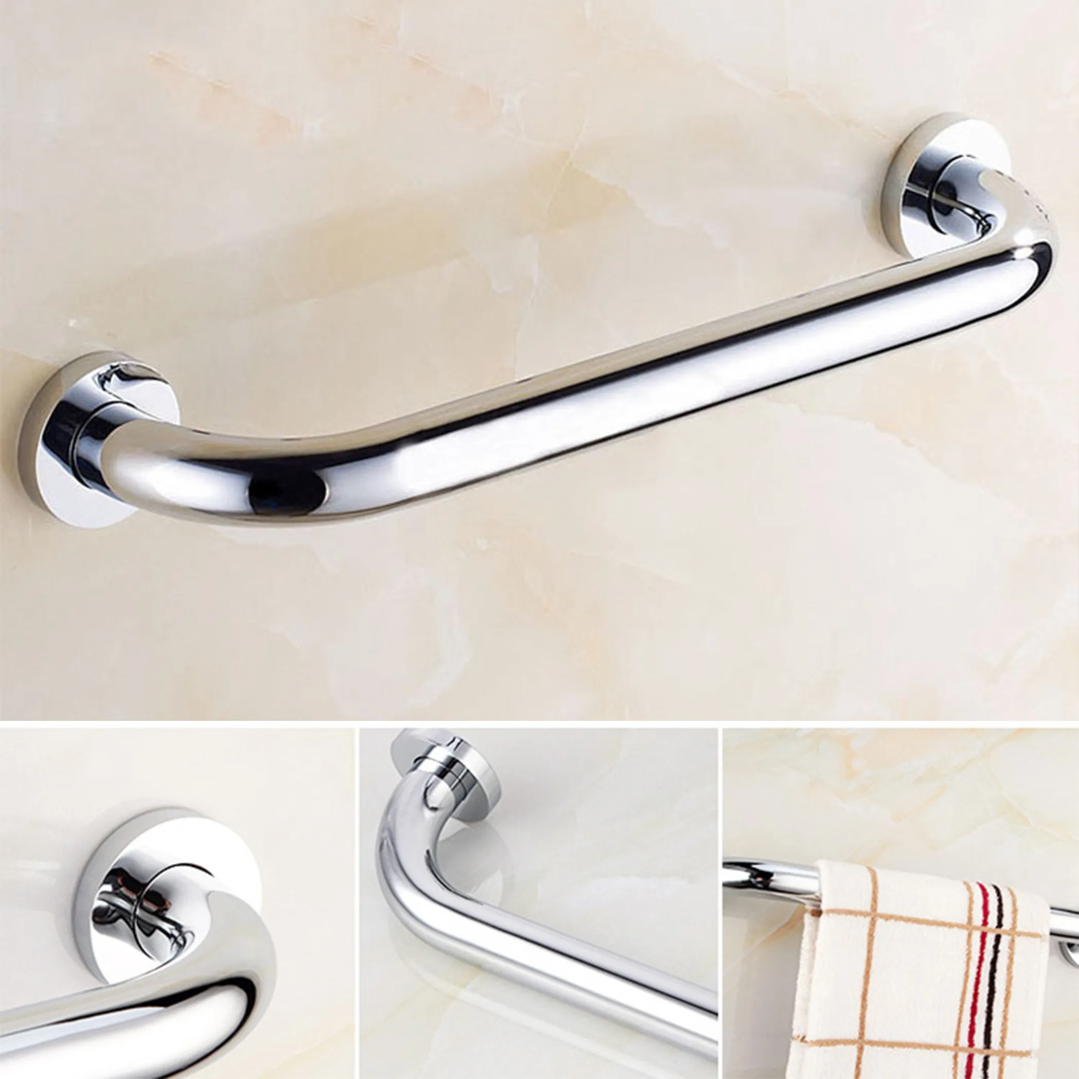 Stainless Steel Chrome Safety Grab Bar Grab Rail Bathroom Handicap Anti Slip Handle Armrest Towel Rack Aid Pull Push Door