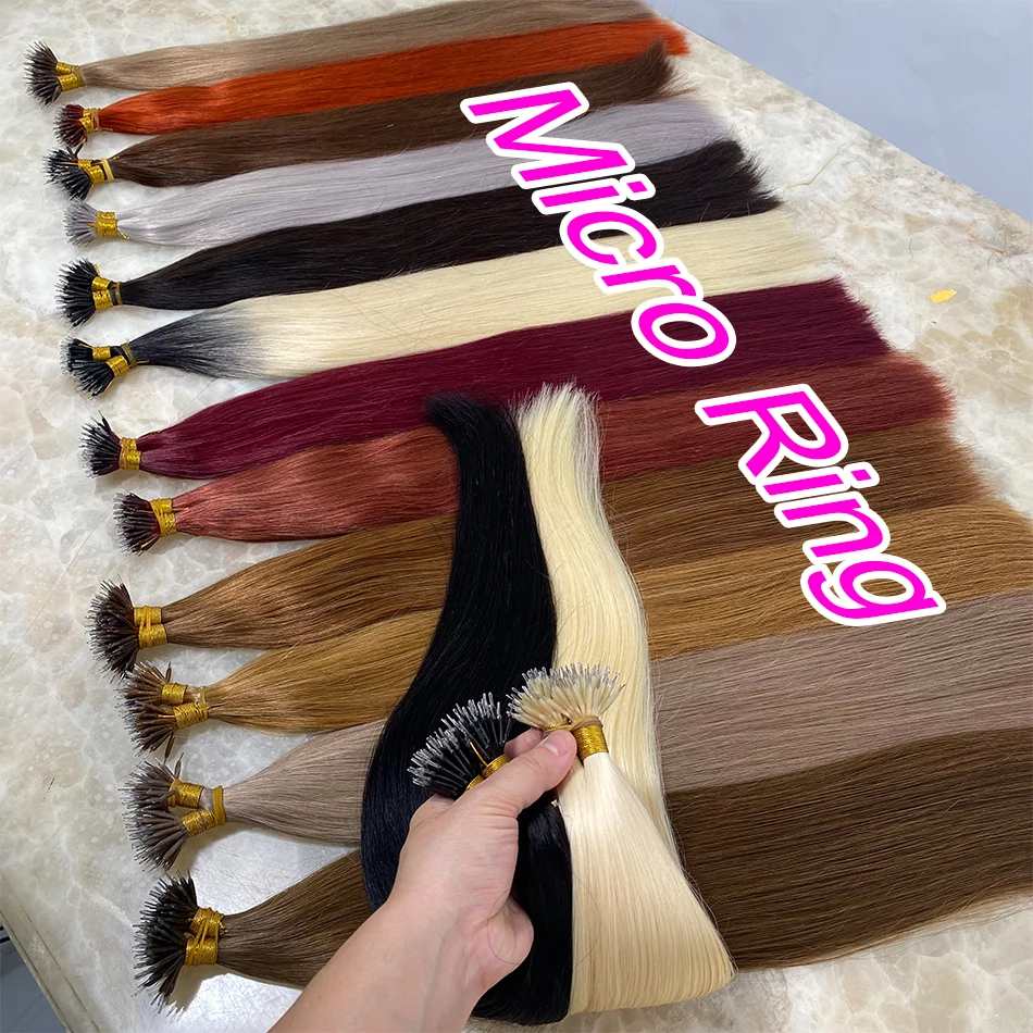 Micro Ring Hair Extension Ombre 100% Virgin Human Hair Extensions Nano Ring Micro Beads Tip Thick Full Head 18