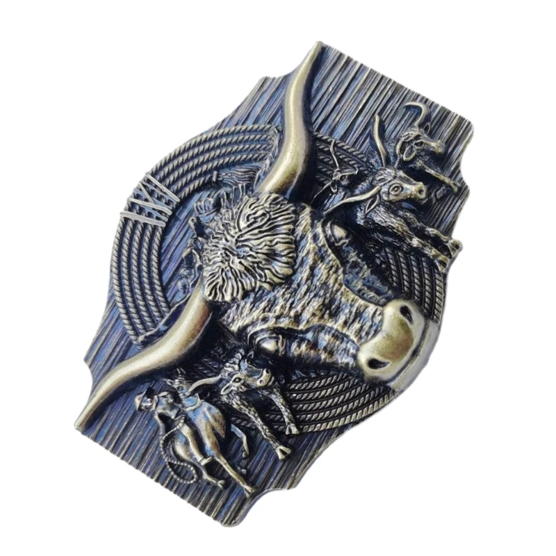 Ox Pattern Carved Belt Buckle for Belt Accessories