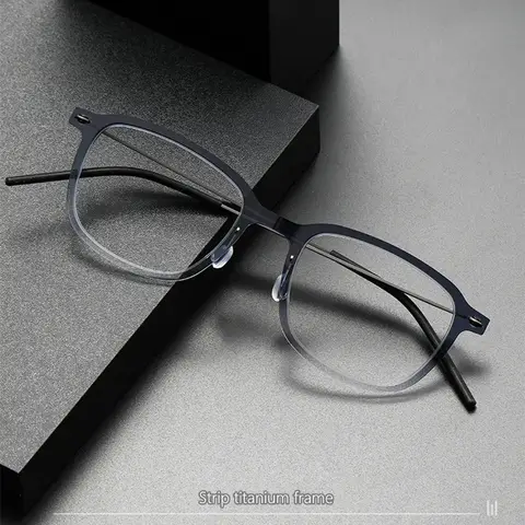 북유럽 스타일, 나사 없는 미니멀리스트 디자인, 5g 초박형 유리 섬유 안경 사각 프레임, 남녀공용 티타늄 6510