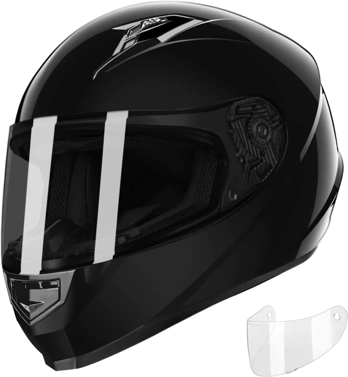 GX11 Compact Lightweight Full Face Motorcycle Street Bike Helmet with Extra Tinted Visor DOT Approved (Black, X-Large)