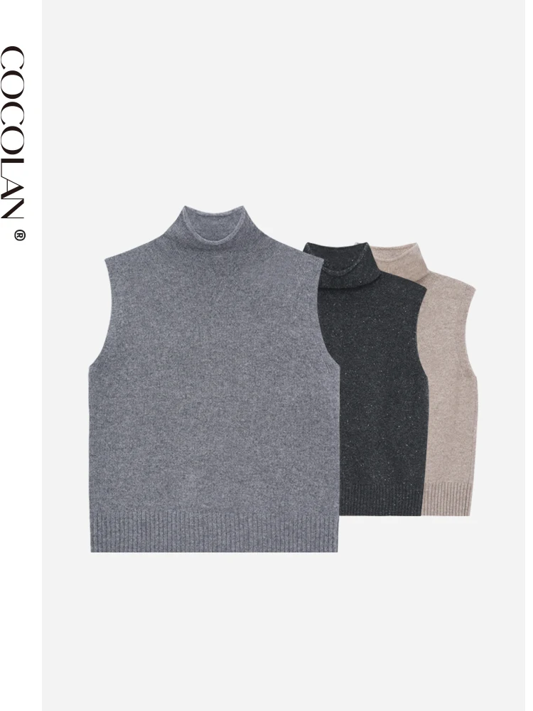 

Women's High Ne Knitted Wool Vest LAN Moon ey 00 Wool Comfortable Warm Faionable Autumn Winter ential Top