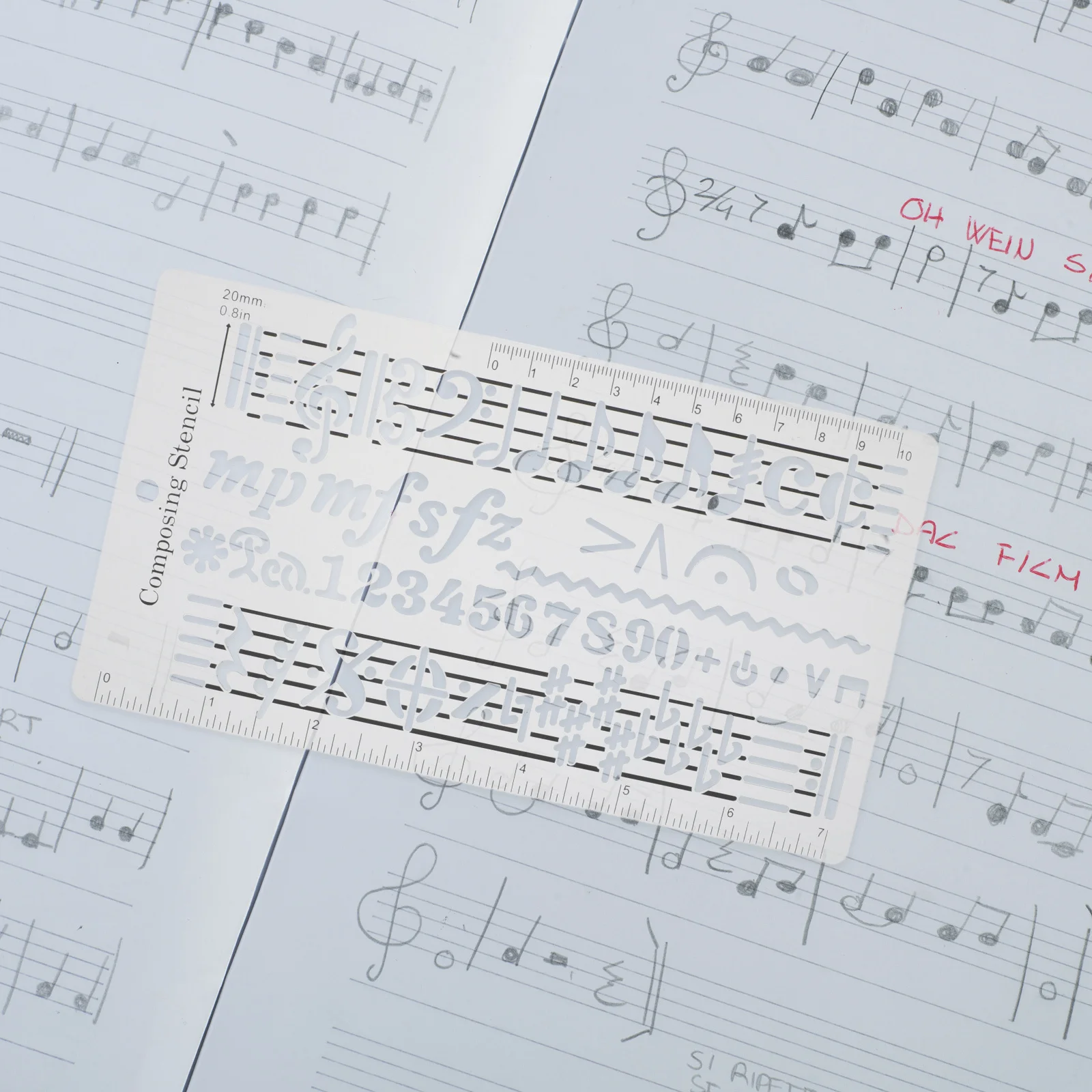 

Music Staff Drawing Ruler Durable Plastic Template Tool for Musical Notation Composing Manuscript Notes Symbols