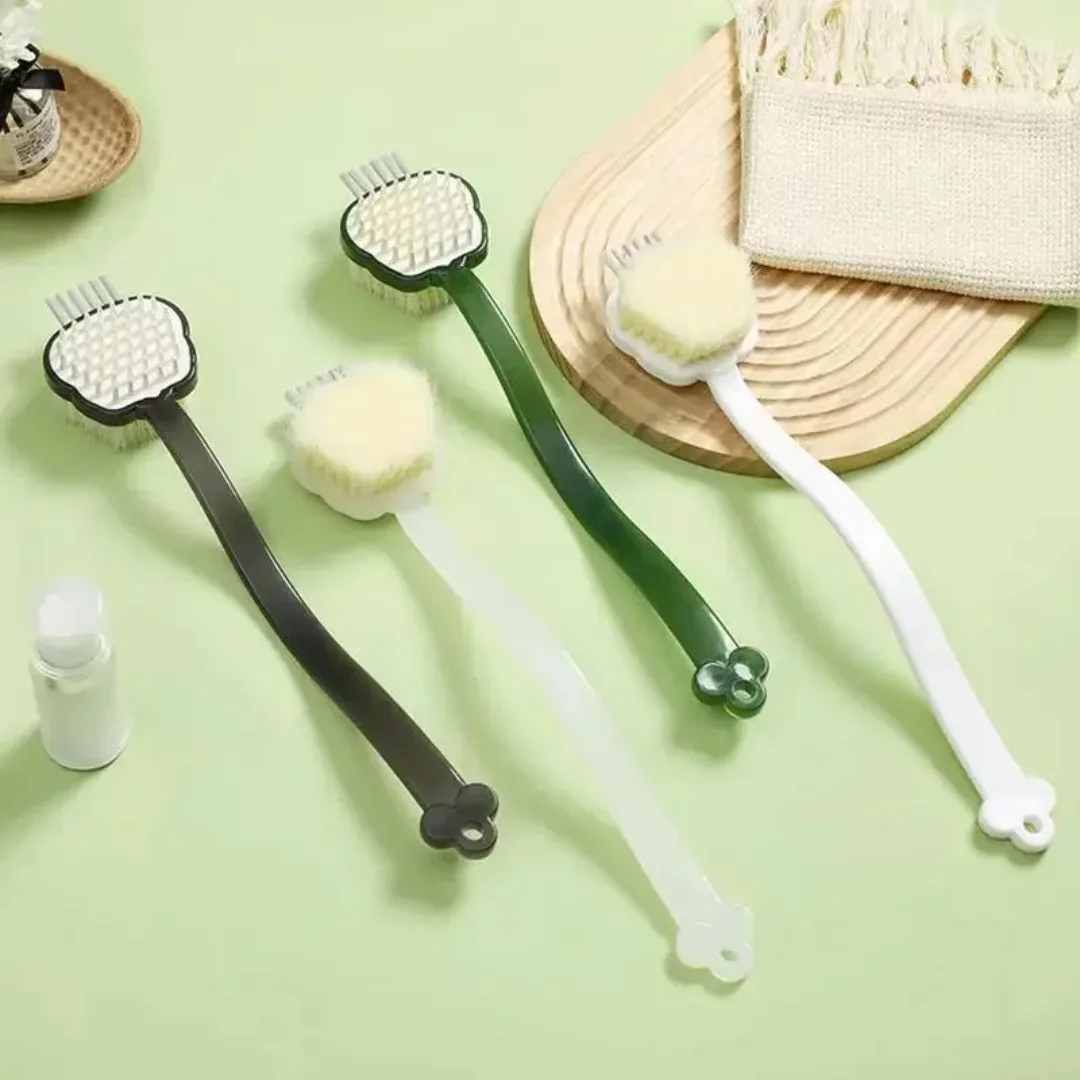 

Soft Bath Body Scrubber Brush 3-in-1 Bath Shower Scrubbing Brush with Long Handle Exfoliating Body Scrub Skin Massager Bath Tool
