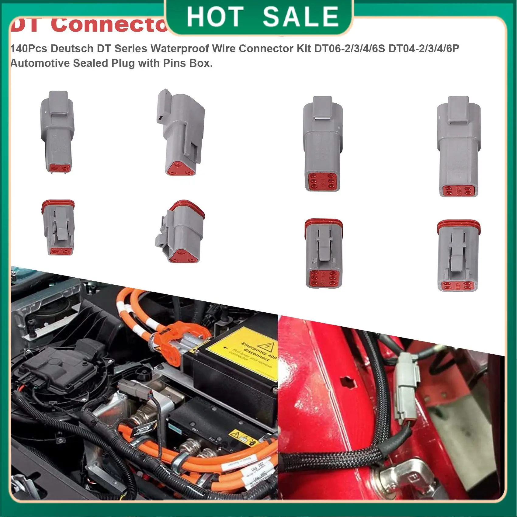 

My Home 140Pcs Deutsch DT Series Waterproof Wire Connector Kit DT06-2/3/4/6S DT04-2/3/4/6P Automotive Sealed Plug With Pins Box