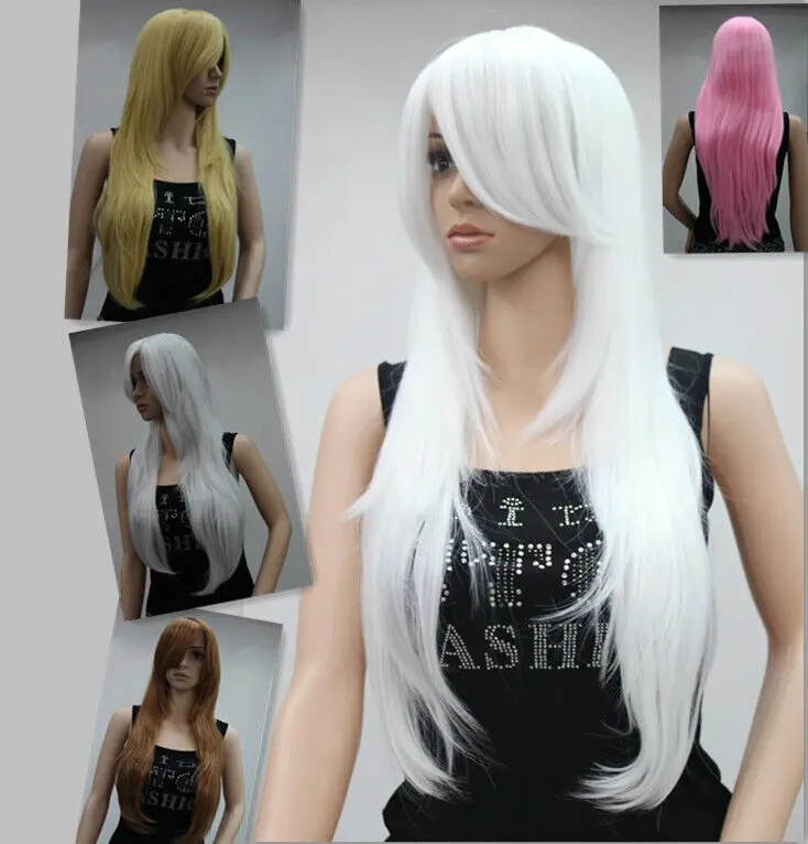 

Long White Synthetic Ladies Straight Wig